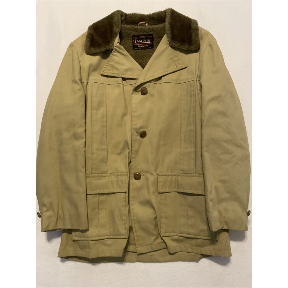 Vintage 70’s Campus Outerwear Mens Lined Coat Brown Size 42 Made In USA Jacket